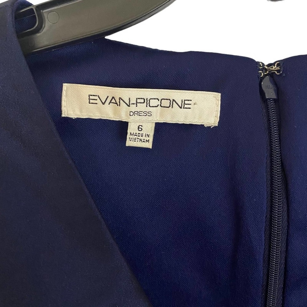EVAN PICONE | Shiny Blue Violet Cap Sleeve Ruffle Evening Cocktail Sheath Dress - Picture 2 of 10